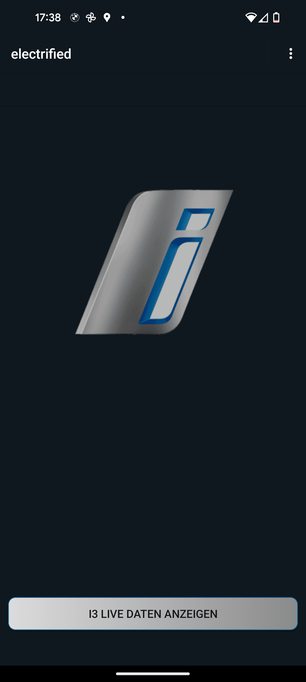 Screenshot electrified App Startseite