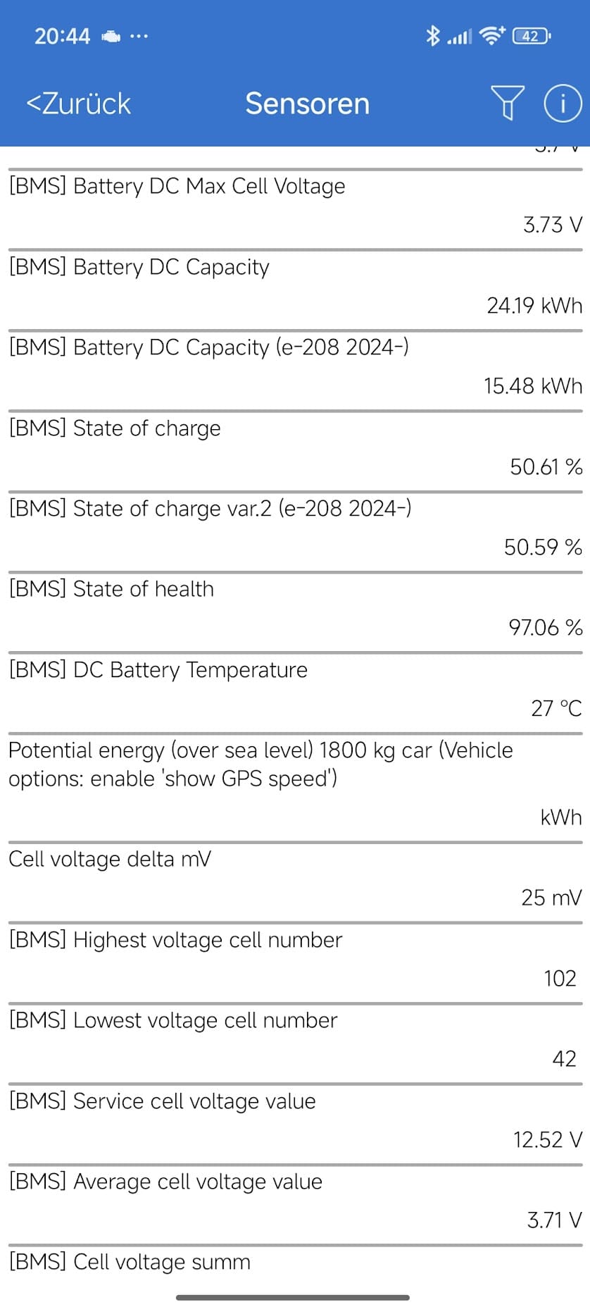 Screenshot Car Scanner Jeep SoH